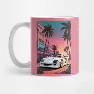 Italian White F40 Classic Car Poster Mug